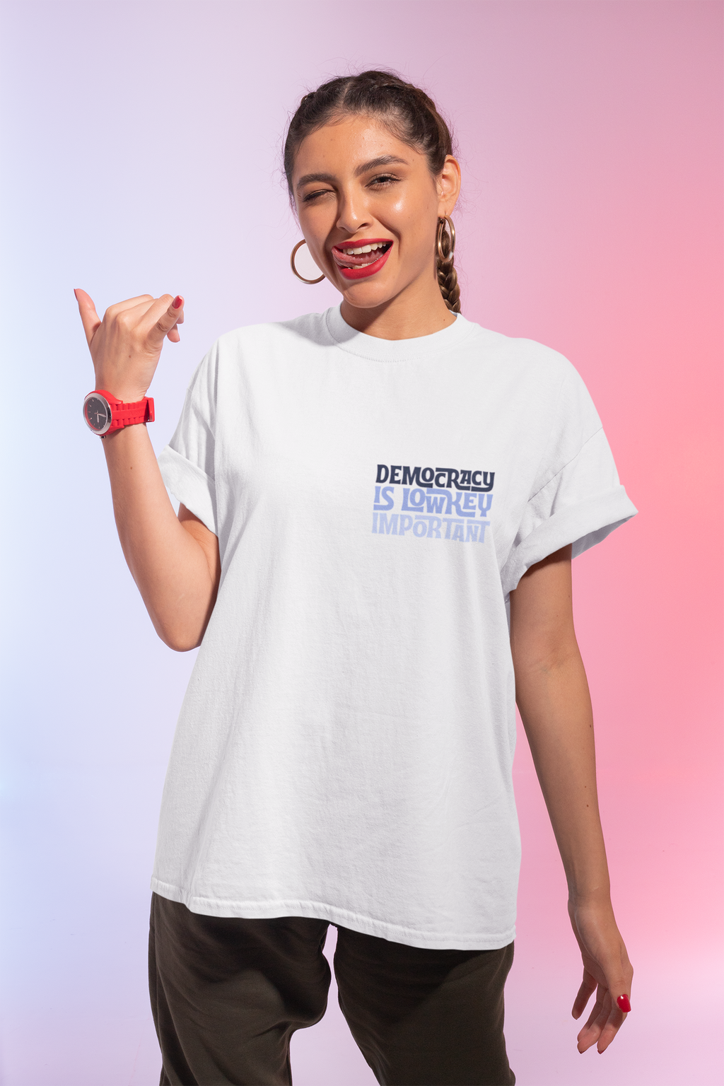 Democracy Is Lowkey Important Tee — Voter Awareness Political T‑Shirt